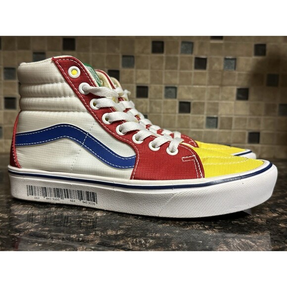 LIKE NEW VANS Womens 6.5 ComfyCush Old Skool SK8-Hi Retro Mart Barcode Sneakers - Picture 2 of 8